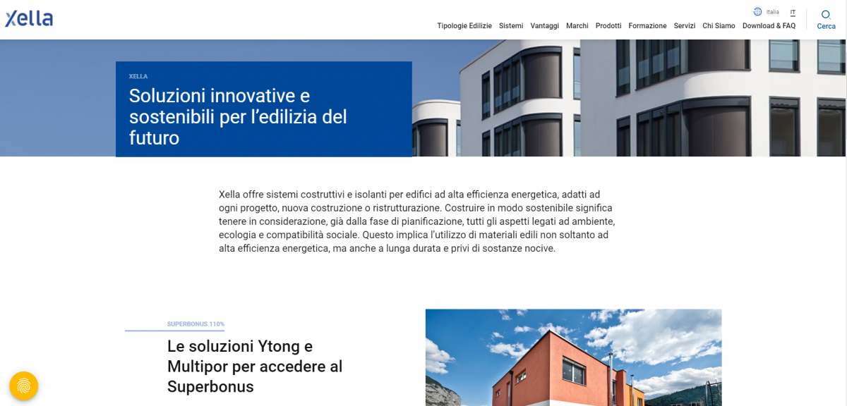 Xella Italia lancia il nuovo sito web